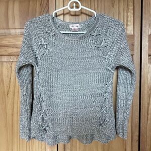 Cozy‎ Knit Pink Angel Gray Sweater Girls Size 14/L Boho Festival Minimalist